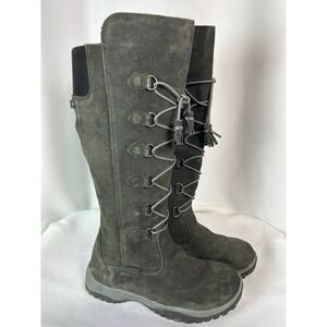 Baffin Madeleine Gray Suede Waterproof Tall Winter Boots Boho Tassel Size 10